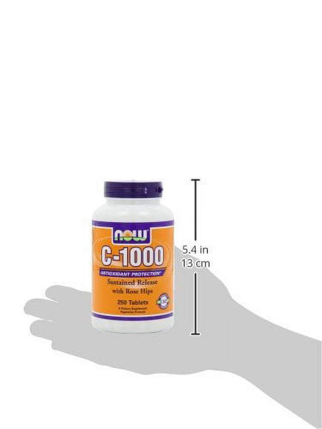 NOW Foods Vitamin C-1000 Sustained Release with Rose Hips, 250 Tablets