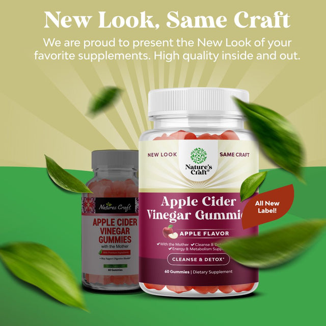 Apple Cider Vinegar Gummies for Weight Loss - Nature'S Craft Keto ACV Gummies with the Mother 60Ct - Appetite Suppressant & Full Body Detox Cleanse