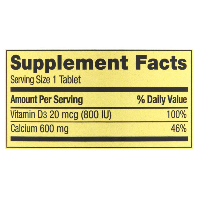 Spring Valley Calcium plus Vitamin D3 Dietary Supplement, 600 Mg, 250 Count, 2 Pack