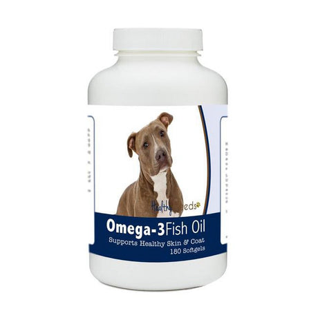 Healthy Breeds 840235185482 Pit Bull Omega-3 Fish Oil Softgels, 180 Count