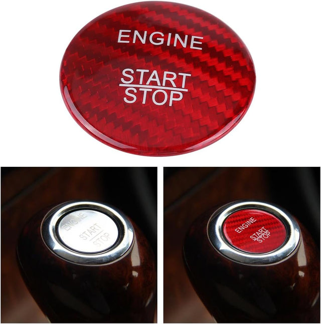 KIMISS Carbon Fiber Car Engine Start Stop Button Cover Keyless Go Ignition Stickers for Mercedes Benz a B C GLC GLA CLA ML GL Class, Etc