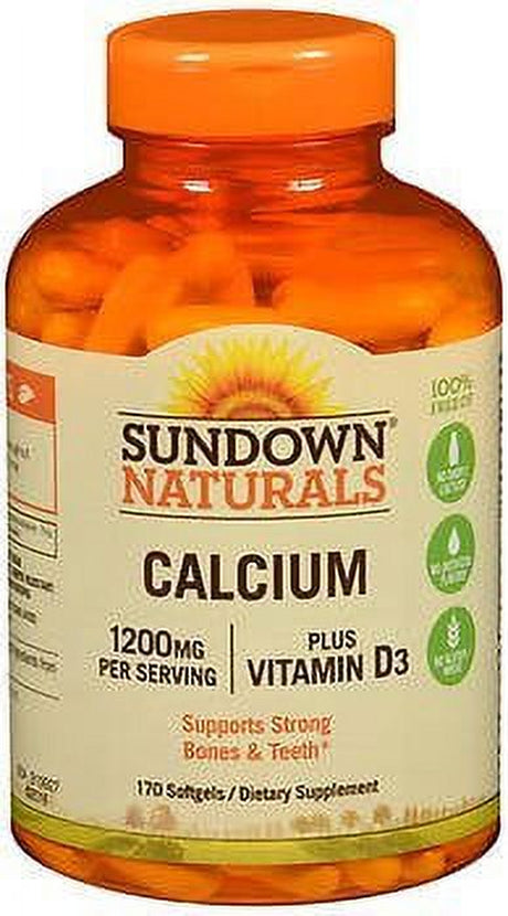 Sundown Naturals Calcium 1200 Mg plus Vitamin D3 Softgels - 170 Ct (Pack of 4)