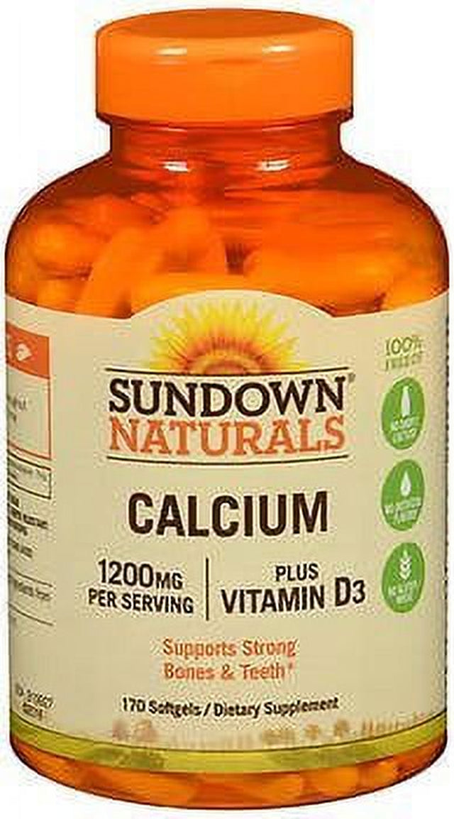 Sundown Naturals Calcium 1200 Mg plus Vitamin D3 Softgels - 170 Ct (Pack of 4)