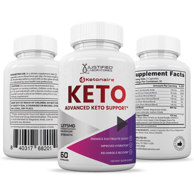 (2 Pack) Ketonaire Keto ACV Pills 1275Mg Alternative to Gummies Dietary Supplement 120 Capsules