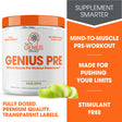 Pre-Workout Natural Energy Supplement Caffeine-Free Nootropic Focus & Muscle Building Support, Sour Apple, Genius Pre by the Genius Brand