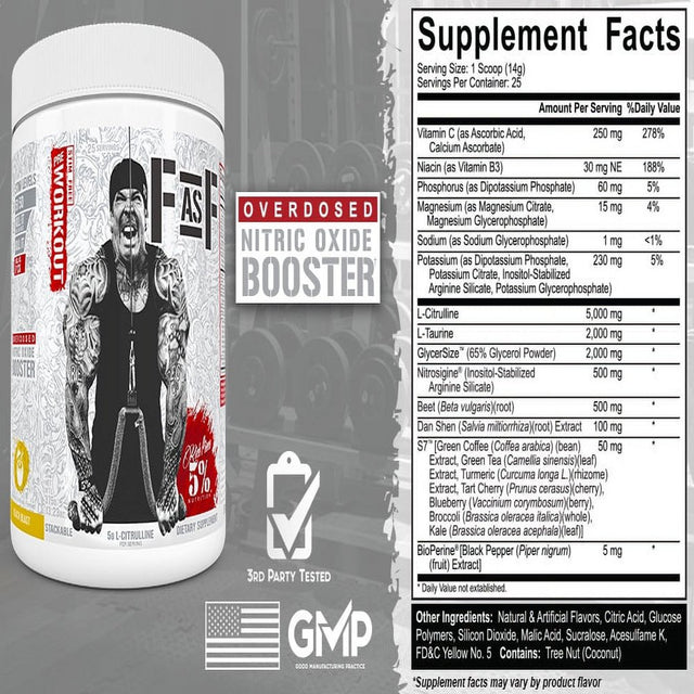 Fasf Full as F*Ck Legendary Series Pre Workout Nitric Oxide Booster Powder (Fruit_Punch, 25 Servings) *EN