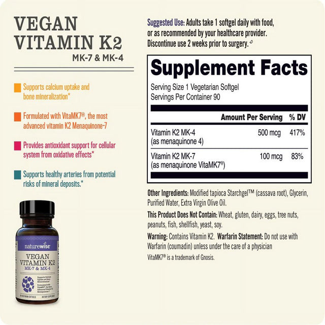 Naturewise Vitamin K2 with Vitamk7®- 90 Softgels