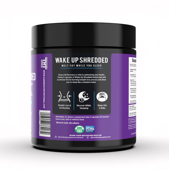 Hardbody Supplements Wake up Shredded Night Time Fat Burner - Appetite Suppressant for Men & Women - 120 Capsules