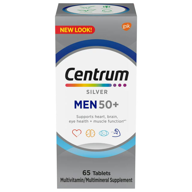 Centrum Silver Mens 50 plus Vitamins, Multivitamin Supplement, 65 Count