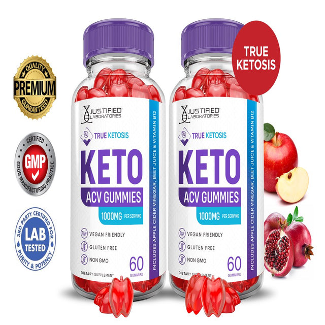 (2 Pack) True Ketosis Keto ACV Gummies 1000MG Dietary Supplement 120 Gummys