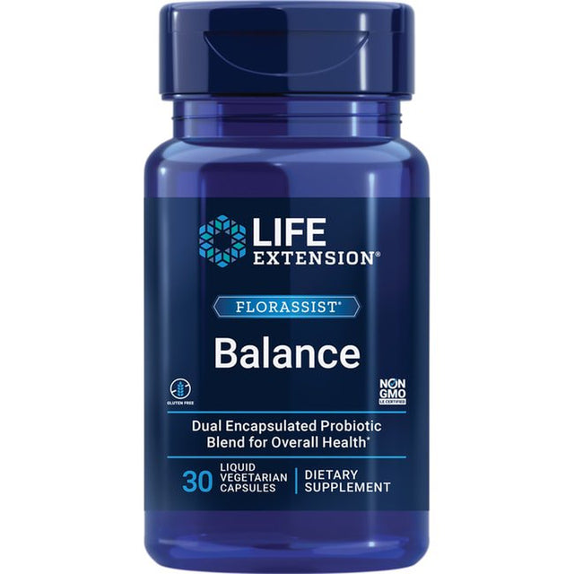 Life Extension FLORASSIST® Balance - Probiotic Supplement Promotes Digestive & Whole-Body Health - Non-Gmo - 30 Vegetarian Capsules