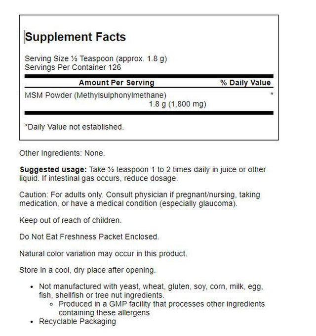 NOW Supplements, MSM (Methylsulfonylmethane) Powder, Supports Healthy Cartilage*, Joint Health*, 8-Ounce