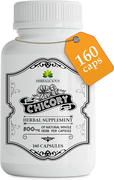 Chicory Root Supplement - 500 Mg Organic Inulin Powder Prebiotic Pills for Women & Men - Natural Herbal Support for Immune System, Appetite Control, 160 Capsules