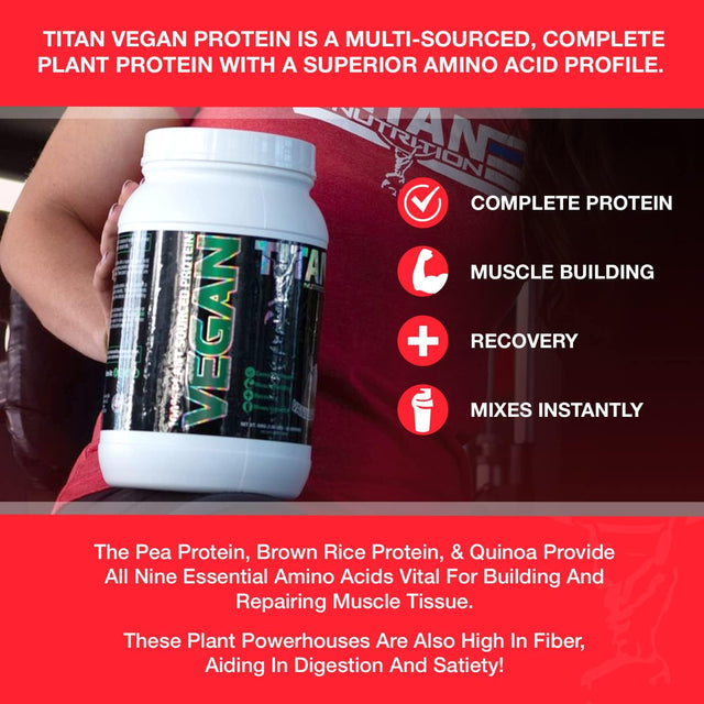 Titan Vegan Protein Powder (2 Lbs) - 100% Plant-Based with 9 Essential Amino Acids + Antioxidant-Rich Superfoods - Clean, Non-Dairy High-Fiber Shake - Build Lean Muscle & Burn Fat - Vanilla Chai