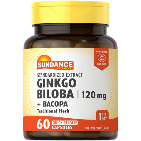 Sundance Vitamins Ginkgo Biloba Tablets, 120 Mg, 60 Count