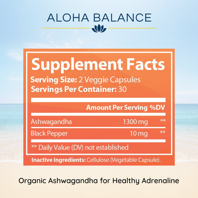 Ashwagandha Root Powder - Energy Booster & Adrenaline Aid - Natural Supplement by Aloha Balance