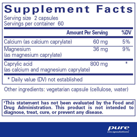 Pure Encapsulations Caprylic Acid | Supplement for Gut and Digestive Health, GI Balance, Gastrointestinal Support, and Intestinal Health* | 120 Capsules