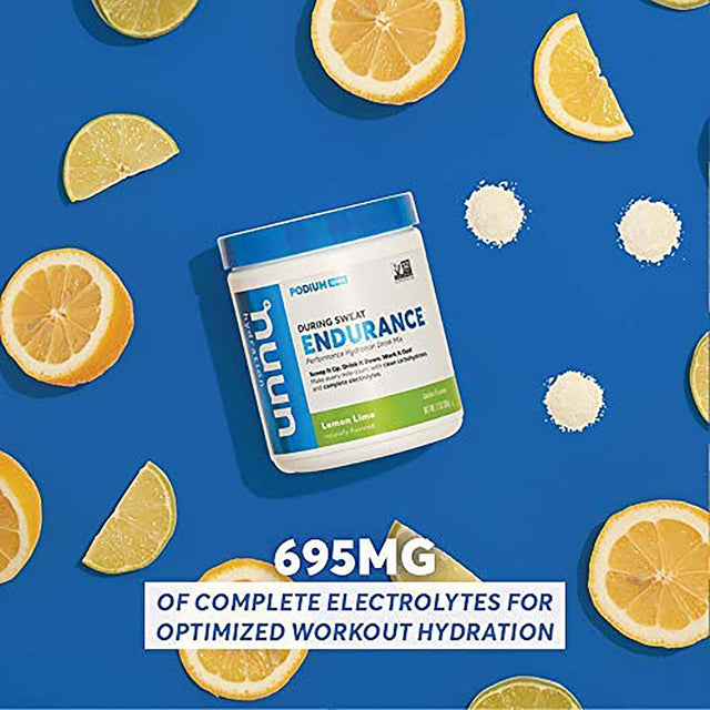 Nuun Hydration Endurance | Workout Support | Electrolytes & Carbohydrates (Lemon Lime, 16 Servings - Canister)