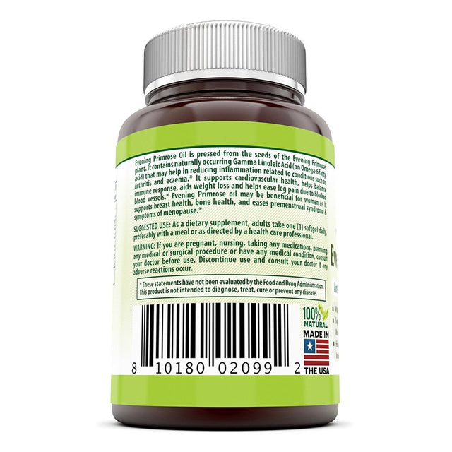 Herbal Secrets Evening Primrose Oil Supplement - High Potency- Contain 9% Gamma Linoleic - 1300Mg per Softgels - 120 Easy to Swallow Softgels per Bottle