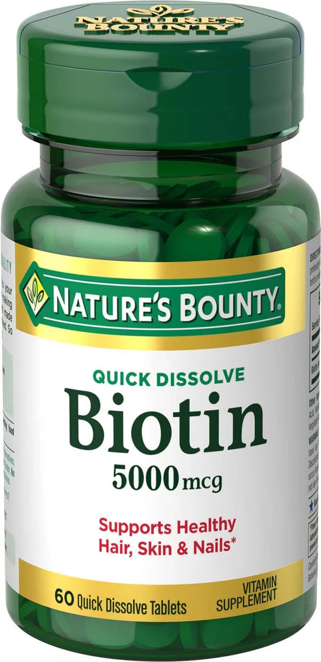 Nature'S Bounty Biotin 5000 Mcg Tablets for Hair, Skin & Nails Support, 60 Ct