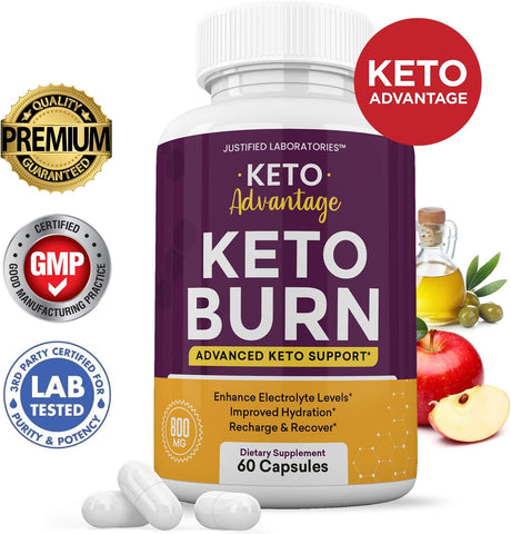 (3 Pack) Keto Advantage Keto Burn Pills Includes Apple Cider Vinegar Gobhb Exogenous Ketones Advanced Ketogenic Supplement Ketosis Support for Men Women 180 Capsules