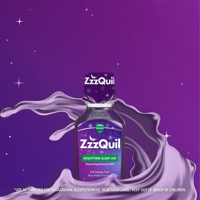 Vicks Zzzquil Nighttime Sleep Aid Liquid, Warming Berry Flavored, Sleep Support, Over-The-Counter Medicine 12 Fl Oz