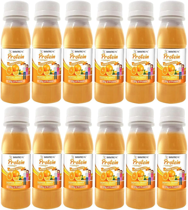 Bariatricpal Ready-To-Drink 25G Whey Protein & Collagen Power Shots - Tropical Orange (12 Bottles)