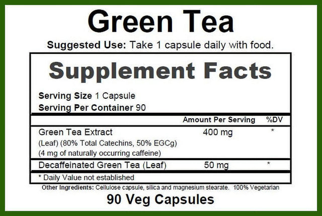 Greenpacks Green Tea Extract (High-Potency) Supplement, 90 Capsules