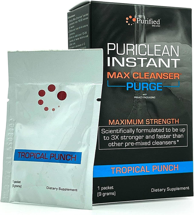 Wellgenix Puriclean Instant Max Cleanser Purge - Detox Cleansing Powder - Fruit Punch - 9 Grams of Herbal Cleansing Detox Powder