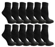 Yacht & Smith Diabetic Nephropathy Edema Socks, Cotton Crew, Ankle, Medical Sock (Black Ankle - 12 Pairs, 10-13)