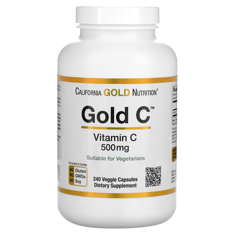 Gold C by California Gold Nutrition - USP Grade Vitamin C Supplement - Immune Support & Seasonal Wellness - Vegetarian Friendly - Gluten Free, Non-Gmo - 500 Mg - 240 Veggie Capsules