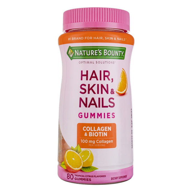 Nature'S Bounty Hair, Skin, & Nail Health with Biotin & Collagen Dietary Supplement Gummies, Orange, 80 Ea (Pack of 4)