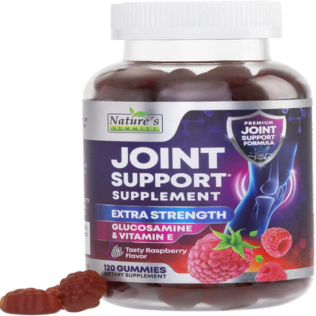 Joint Support Supplement - Extra Strength Glucosamine Joint Support Gummy - Joint Health Support & Flexibility for Back, Knees, & Hands - Vitamin E for Immune Support for Women & Men - 120 Gummies