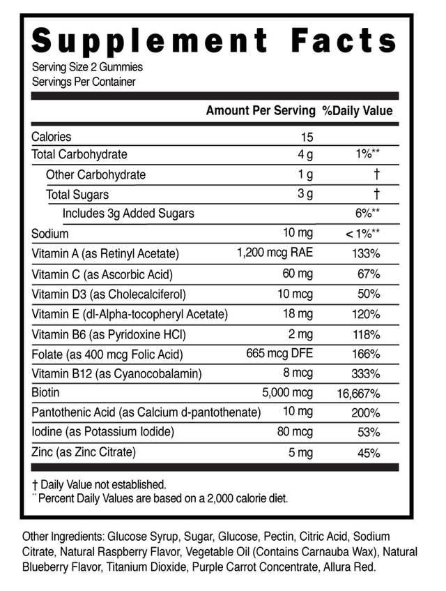 Yeguada La Reserva Hair Vitamin Gummy with Biotin 5000 Mcg Vitamin E & C | Support Healthy Hair and Nail Growth Gomitas Para Cabello Y Unas Mas Largo, Fuerte Y Saludable – 60Ct