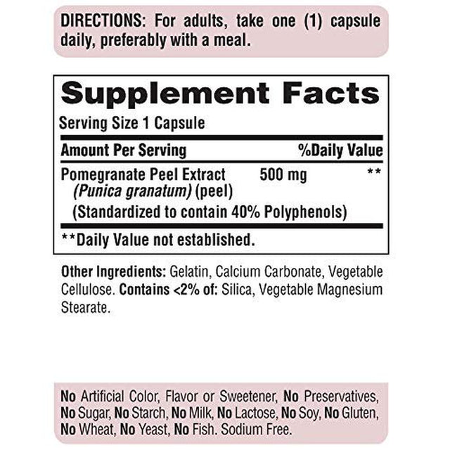 Puritan'S Pride Pomegranate Extract 500 Mg Supports Antioxidant Health, 60 Capsules, by Puritan'S Pride, 60 Count