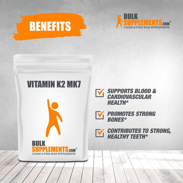 Bulksupplements.Com Vitamin K2 MK7 - Vitamin K2 Supplement - Heart Vitamins - Vitamin K2 Soy Free (25 Grams)