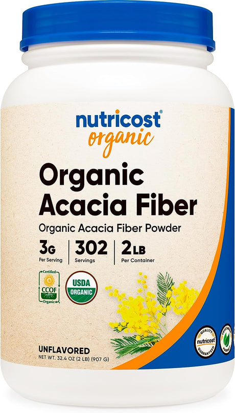 Nutricost Organic Acacia Fiber Powder (2 LB) - USDA Certified Organic, Non-Gmo, Gluten Free