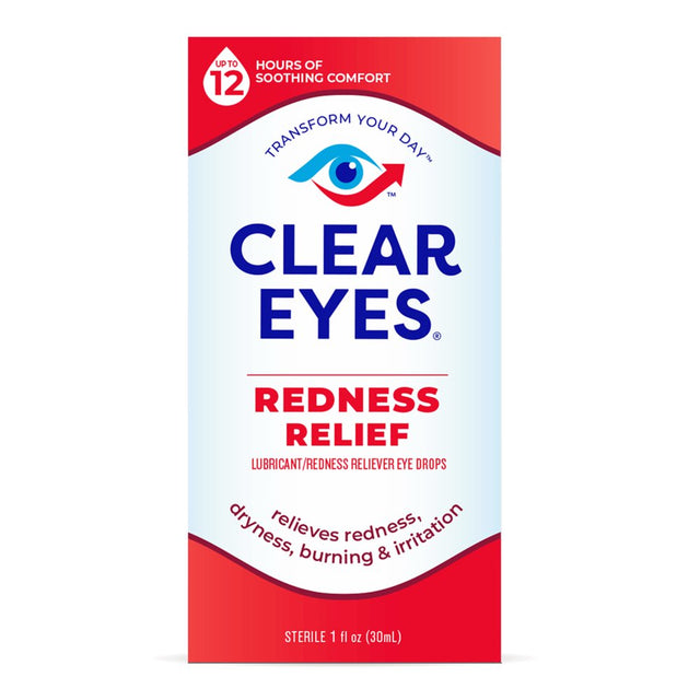 Clear Eyes Redness Eye Relief Lubricant Eye Drops, 1.0 Fl Oz