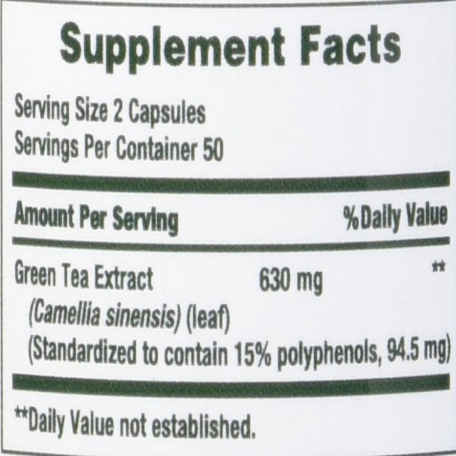 Nature'S Bounty Green Tea Extract Supplements, 315 Mg Capsules, 100 Count