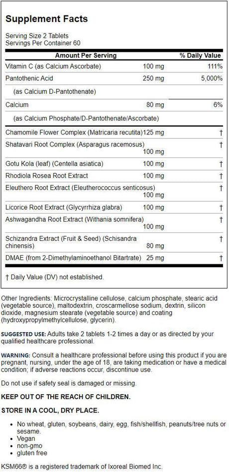 Jarrow Formulas Adrenal Optimizer, Supports Adrenal Renewal and Stress Reduction, 120 Tabs