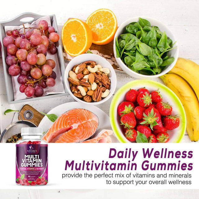 Nature'S Nutrition Adult Multivitamin Gummies with Zinc, Vitamin C, D3, B12, Biotin for Men & Women, 60 Ct.