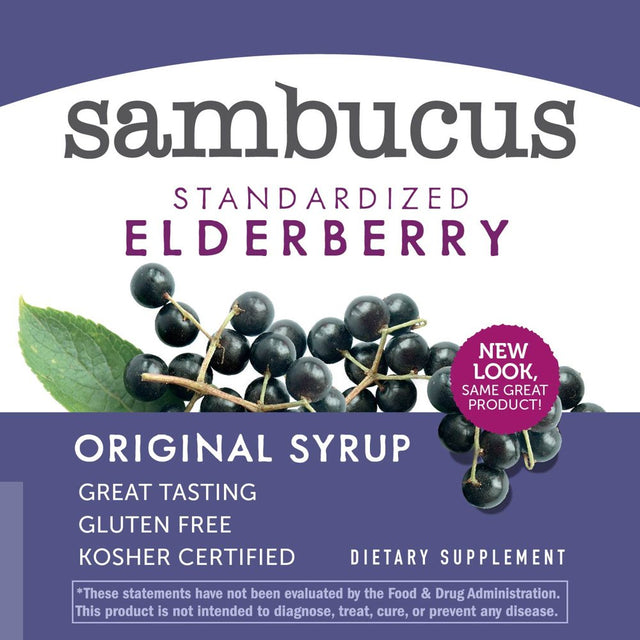 Nature'S Way Original Sambucus Elderberry Syrup, Herbal Supplements, Gluten Free, Vegetarian, 8 Ounce (Packaging May Vary)