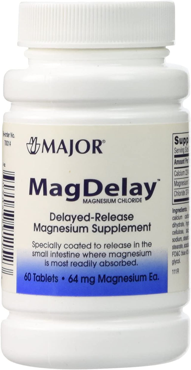 Major Magdelay 64Mg Tablets 60 Ct | Magnesium Supplement for Pain and Muscle Tension | Cramp Defense | Magnesium for Sleep | Life Extension Magnesium | anti Anxiety Supplements | Bone Strength