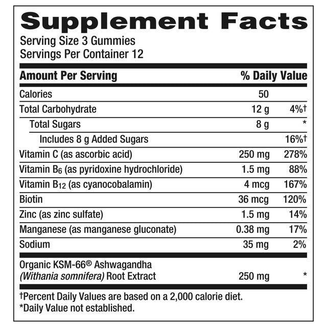 Emergen-C Vitamin C and Ashwagandha Gummies, Dietary Supplement for Immune Support, Berry Blend - 36 Count