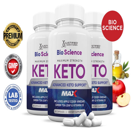 (3 Pack) Bio Science Keto ACV MAX Pills 1675Mg Dietary Supplement 180 Capsules