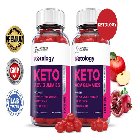 (2 Pack) Ketology Keto ACV Gummies 1000MG Dietary Supplement 120 Gummys