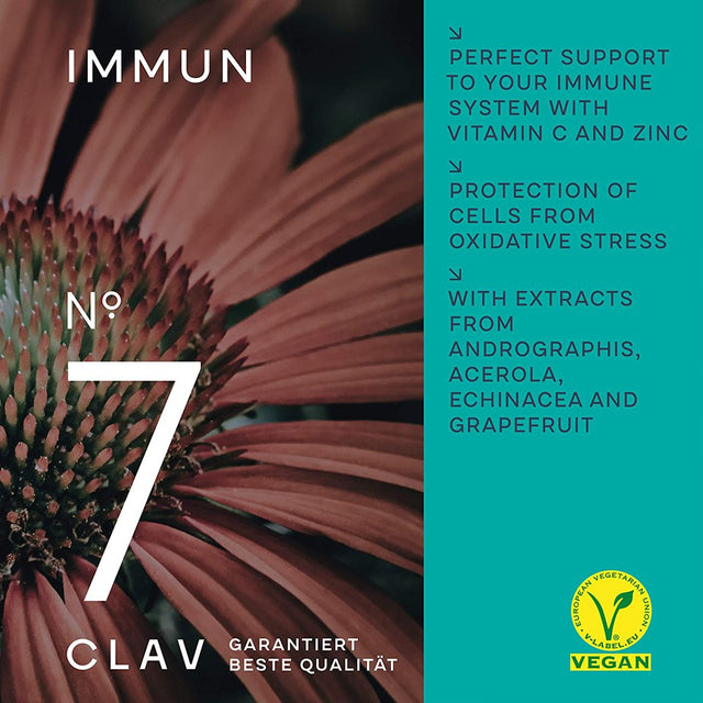 N°7 Immune Support Supplement - Immunity Boost with Echinacea - Natural Vitamin C from Acerola - Zinc - Andrographis - Grapefruit Seed Extract - Vegan Immune System Vitamins Complex - 60 Capsules