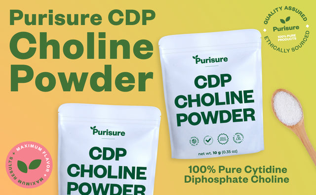 Purisure CDP Choline Powder, 10G, Brain Supplement, Reduces Mental Fatigue, 40 Uses