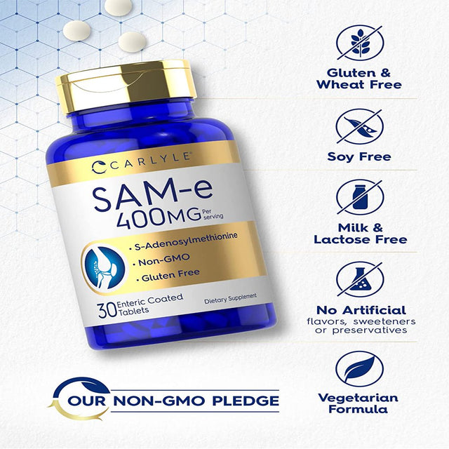 Sam-E 400Mg | 30 Tablets | S-Adenosylmethionine Pills | by Carlyle