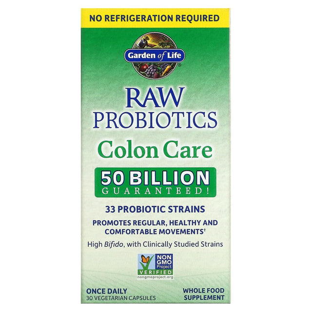 Garden of Life RAW Probiotics, Colon Care, 30 Vegetarian Capsules